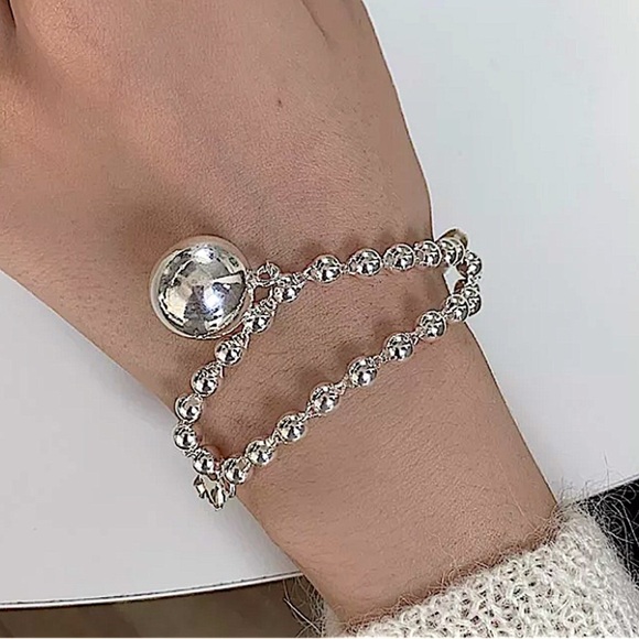 Beaded Drop Ball Sterling Silver Bracelet - Picture 4 of 6